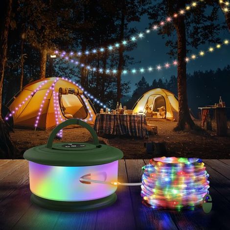 Guirlande lumineuse extérieure 10 m – LED RGB 3 en 1 avec chargement USB-C pour le campingTFTF-AquaForge (1/5)