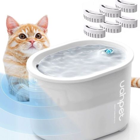 Fontaine à Boire pour Chat 2L, Fontaine pour Animaux Super Silencieuse avec Lumières LED, Filtration Multiple, Trois modes de débit d'eau, Empêcher la Combustion à Sec Pendant 150ciel Fontaine sans fi (1/5)