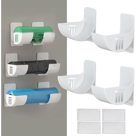 4 Units Organiseur Mural, Support Rouleau Adhésif, Rangement Cuisine, Pour Porte Placard (1/5)