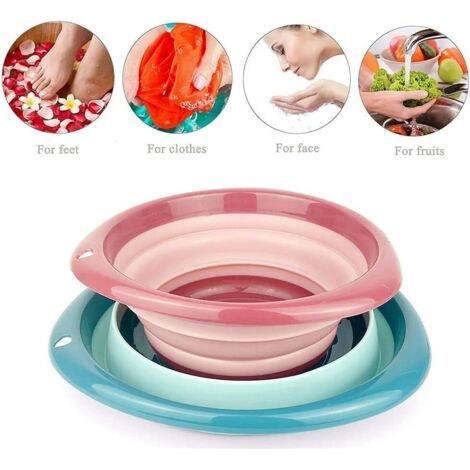 Pliable,2Pcs Panier De Lavage Portable, Pliable Camping Cuvette, Lavabo Pliable Multifonctionnel, Économise de l'espace, Camping, Randonnée and Animaux (1/5)