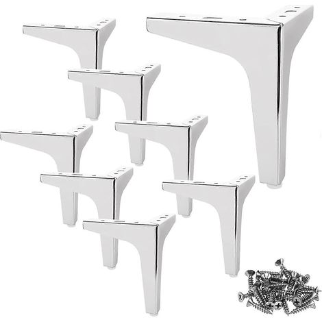 Un ensemble de huit pieds de canapé plaqués or de 10 cm, capables de supporter 600 kg, pieds de meubles plaqués or avec vis, compatibles avec les canapés, les meubles TV, etc. (1/5)