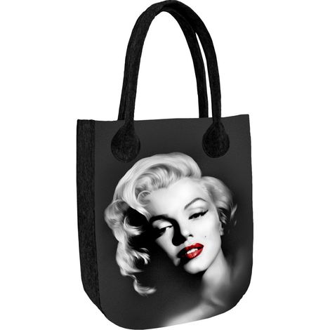 City Anthrazitfarbene Filztasche mit Monroe-Print – Damen-Einkaufstasche aus umweltfreundlichem Filz, mit Reißverschluss, passend für A4, Tragkraft bis zu 10 kg, hergestellt in Polen, von arco Design (1/5)