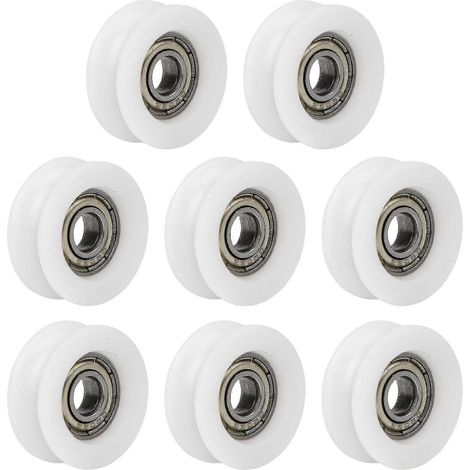 8 poulies à roulement blanches 0,24 x 0,94 x 0,35 pouce pour porte coulissante