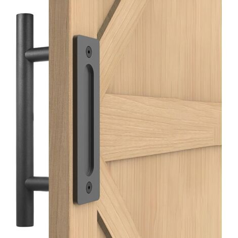 RHG Poignée de Porte Coulissante, Noires Avec Poignée de Porte Coulissante, Grande Taille Rustique, Convient pour Portails, Garages, Armoires,30cm (1/5)