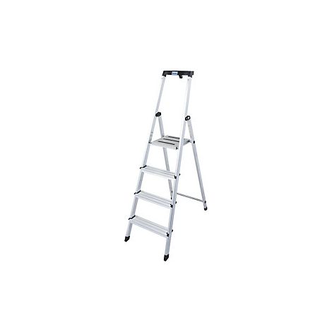 Escalera de aluminio independiente de 4 peldaños KRAUSE SAFETY con estructura profesional reforzada (1/5)