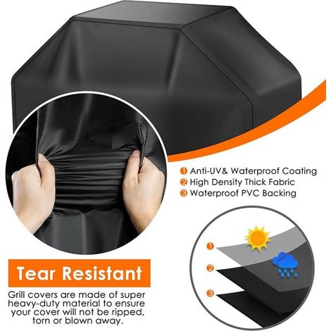 Telo di copertura per barbecue resistente - Tessuto Oxford 210D ultra resistente - Protezione completa dalle intemperie, impermeabile e resistente ai raggi UV - Adatto a tutti i tipi di barbecue - Ide (1/5)