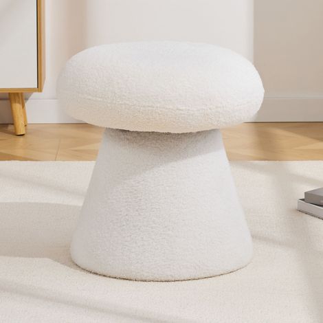 Taburete giratorio 066 para salón y dormitorio, taburete creativo con forma de seta, tapizado en tela con estampado de osito de peluche, con rotación de 360°, taburete para tocador. (1/5)