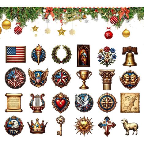 Calendrier de l'Avent Patriote 250e Anniversaire Figurines Plates de Calendrier Historique De L'Avent pour fête bureaux maison chambre école (1/5)