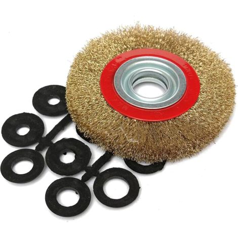 Brosse métallique en acier inoxydable 6 pouces pour touret à meuler, polissage, ébarbage, décapage rouille et peinture