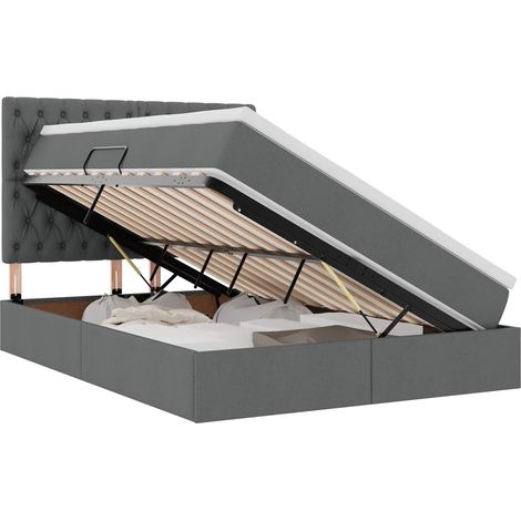 Maison Exclusive - LED-Speicherbett mit Matratze Dunkelgrau 140 x