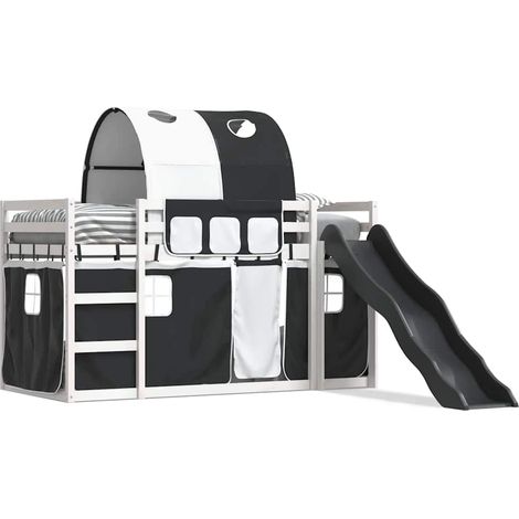 Maison Exclusive - Letto a Castello con Scivolo e Tende Bianco e Nero 90x200 cm