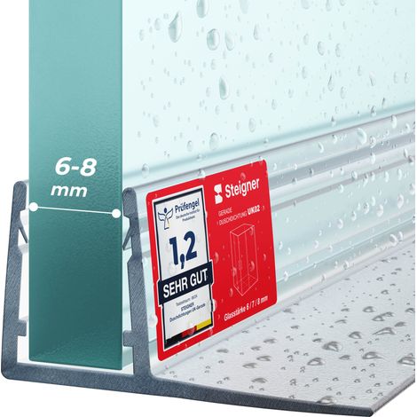 Steigner – Joint de douche droit 180cm – Étanchéité PVC pour vitre 6/7/8mm – Installation rapide – Pour cabines rectangulaires