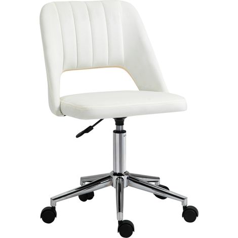 Silla de oficina beige ajustable en altura con ruedas, diseño ergonómico y moderno (1/5)