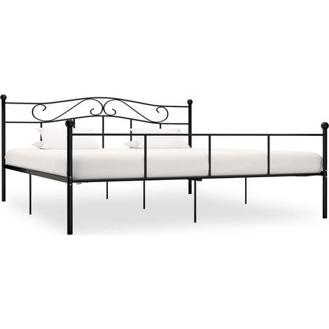 284528 Bed Frame without Mattress Black Metal 180x200 cm Super King vidaXL (1/5)