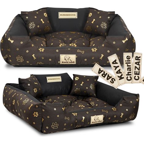 Cuccia per cani KINGDOG, box per cani 75x65 cm, personalizzabile, impermeabile, a forma di ossa dorate