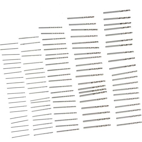 Lot de 100 forets en acier rapide à queue ronde, résistants et adaptés au bois et aux plastiques. (1/5)