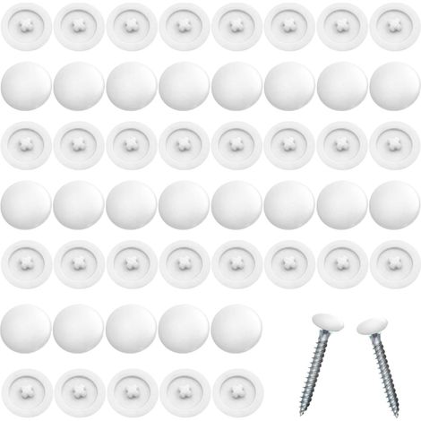 50PCS Capuchon à Vis en Plastique Blanc, Cache Vis et Cache Trou Meuble Universel, Protection Décorative pour Vis Phillips 7-8 mm (1/5)