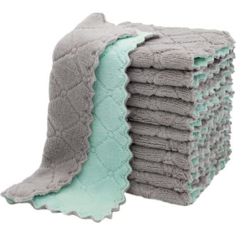 Torchons de cuisine - Non spécifié - 12 pièces - Microfibre absorbante - 25x25 cm - Blanc (1/4)