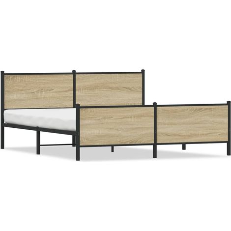 Maison Exclusive - Metallbett ohne Matratze Sonoma-Eiche 200x200