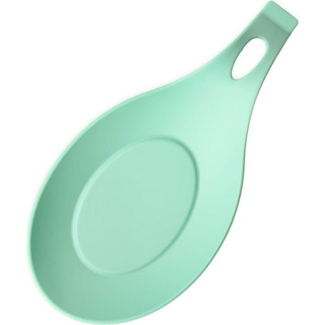 Repose-cuillère isolant, étagère à cuillère, grand tapis de rangement en silicone pour cuillères et fourchettes, grand outil de rangement pour ustensiles de cuisine, vert lac