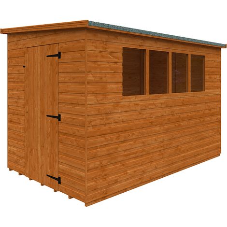 10 x 6 Feet Lean-To Pent 12mm Shed - Solid Wood/Softwood/Pine - L295 x W175 x H204.1 cm - Burnt Orange