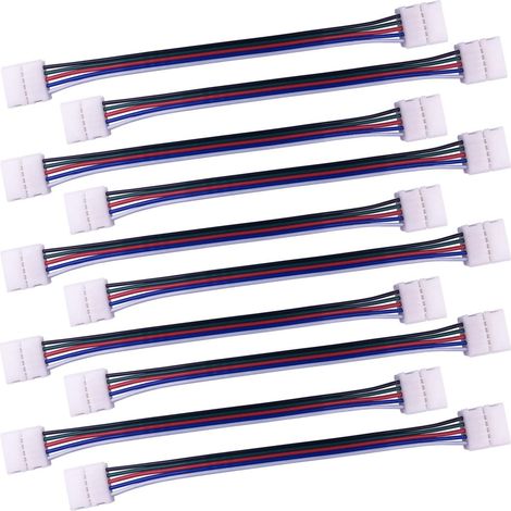 10pcs 5-Pin RGBW LED Strip Light Connector Cable, 10mm Solderless LED Strip Light Converter Adapter for Connecting 2 SMD 5050 RGBW LED Strips - 17cm Long (1/5)