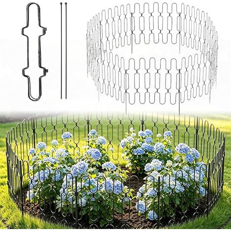 Folding Outdoor Garden Fence, Anti-Animal Metal Panels No Digging, Decorative Edging for Beds, Beds and Garden Paths (1/5)