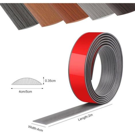 1 Bande de Transition Sol PVC 200x4cm Auto-adhésive Grain Bois Gris Foncé pour Joint Moquette Carrelage Salon Cuisine (1/5)