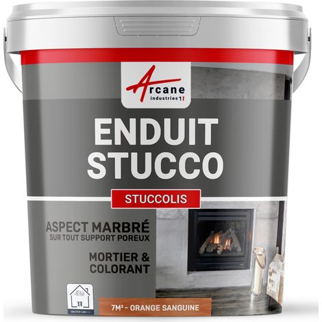 Mortier et teinte, stuc, sans primaire, ni finition : Stuccolis - kit jusqu'à 7 m² Orange Sanguine - ARCANE INDUSTRIES (1/2)