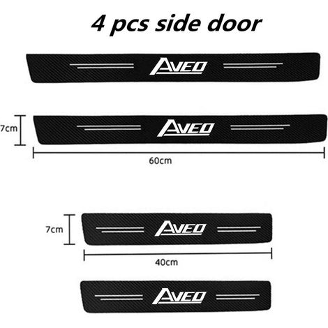 (4 pièces) Protections de seuil de porte latérale,autocollantes de seuil de porte de coffre,motif fibre de carbone,pour Chevrolet AVEO T250 2006 - 2012 (1/3)