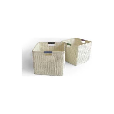 Cestina rattan 1-2 naturale con manici quadro cm35xh30x35