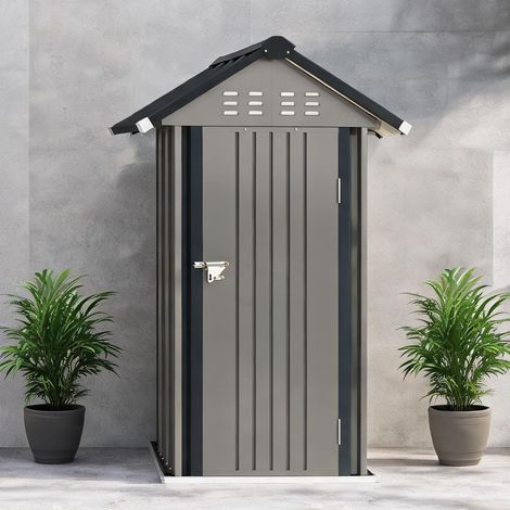 Abri de jardin en métal gris clair 122 x 121 x 192 cm (1/5)