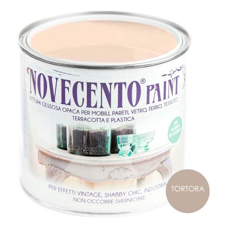Pittura Gessosa Opaca Shabby Chic per Mobili Pareti Vetro Gesso Novecento Paint - Colore: Tortora - Formato: 500 ml (1/6)