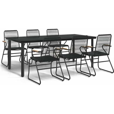 Maison Exclusive - 7-tlg. Garten-Essgruppe Schwarz PVC-Rattan