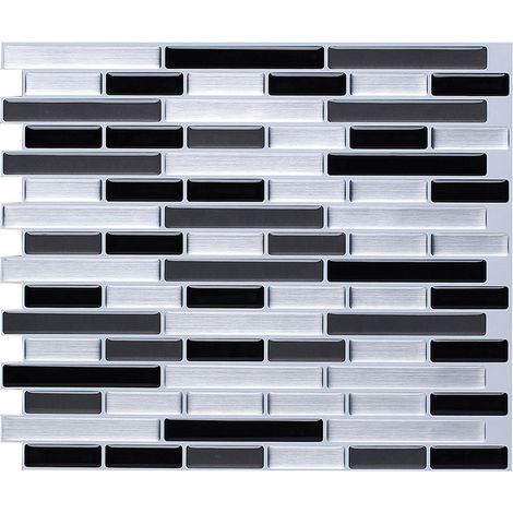 Papier peint autocollant effet mosaïque argenté 28 x 24 cm, imperméable et décoratif (1/4)
