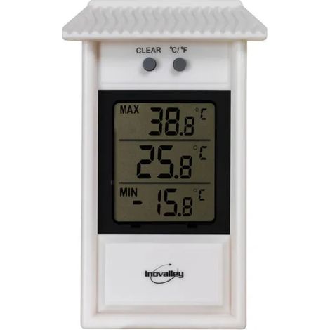 Thermomètre numérique mini-maxi blanc pour intérieur extérieur, mesure précise, affichage LCD facile à lire