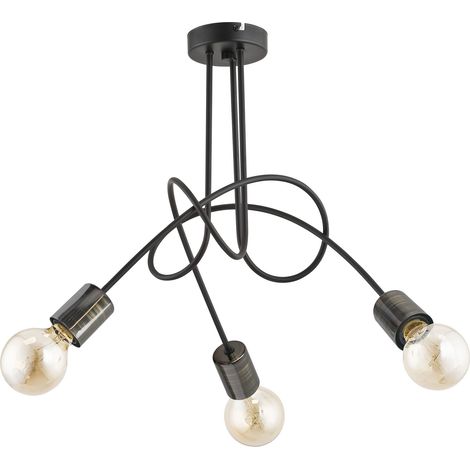 Plafonnier loft noir nœud métal TANGO Alfa 3xE27 15W (1/3)