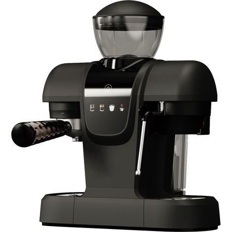 Machine à café expresso avec broyeur, 19 bars, écran tactile, mousseur à lait, récipient à grains de 220 g, réservoir d'eau de 800 ml, filtre à café et expresso, noir (1/5)