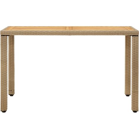 Maison Exclusive - Tavolo Giardino Beige 123x60x74 cm Polyrattan e Massello Acacia