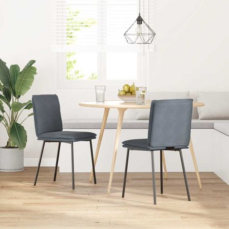Lot de 2 Chaises à manger,Chaise de cuisine Gris foncé Velours CFW51808 (1/5)