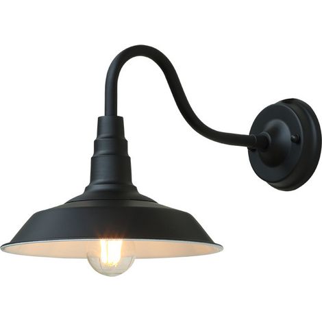 Vintage, wasserdichte Wandleuchte aus Eisen mit Schwanenhals für den Außenbereich, schwarze Wandhalterung im Landhausstil, Retro-Leuchte im Scheunenstil (1/5)
