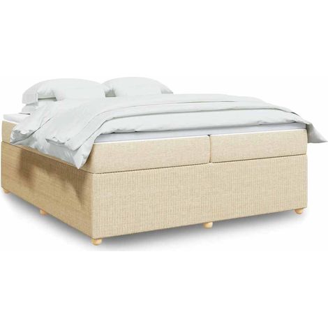 Boxspringbett mit Matratze Creme 200x200 cm Stoff (1/5)