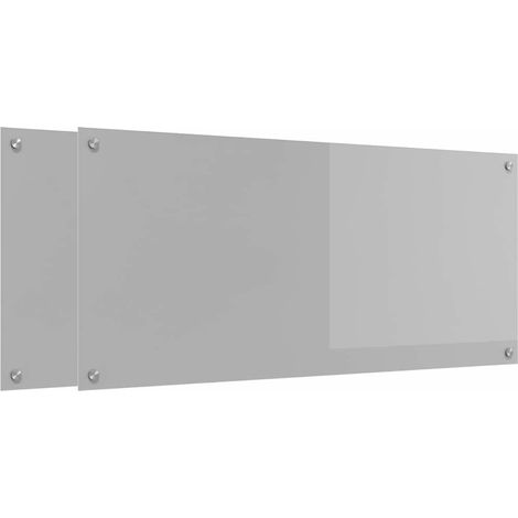 Juego de 2 protectores contra salpicaduras de cocina modernos resistentes al calor 110 x 50 cm en vidrio templado gris claro 020056269 (1/5)