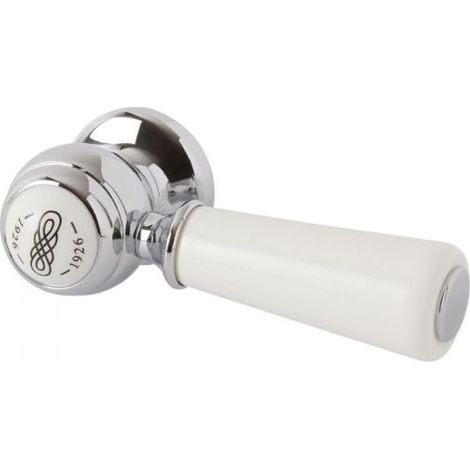 Milano Elizabeth Bathroom Toilet WC Cistern Flush Lever with Ceramic Handle - Chrome & White (1/4)