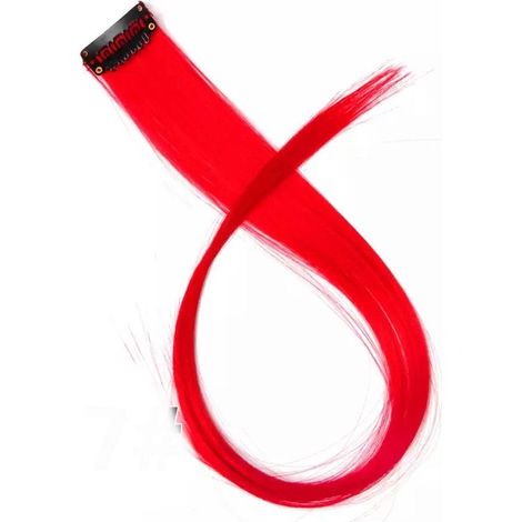 Extension de cheveux rouge et violette - 1 pièce - Cheveux synthétiques - Pour carnaval - Accessoire coiffure (1/4)