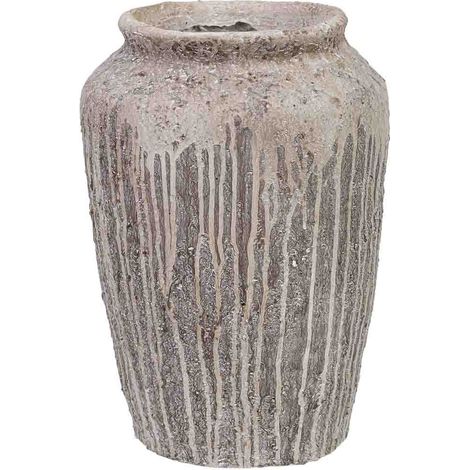 Jarrón envejecido de resina marrón 25x25x36h cm