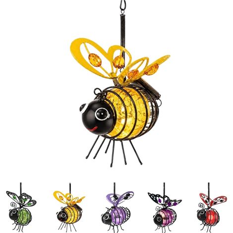 Lampe Solaire Abeille IP44 Étanche, Éclairage LED Décoratif pour Balcon, Jardin, Terrasse, Véranda et Cour, Jaune (1/5)