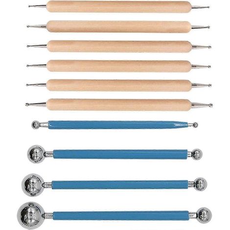 10 outils à pointiller à stylet à bille pour peinture sur roche, modelage d'argile, gaufrage, art mandala - CE (bleu) (1/5)