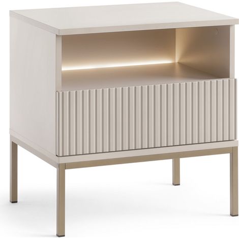 Selsey Tosena - Nachttisch mit Schublade und LED-Beleuchtung, Greige, 54 cm (1/5)