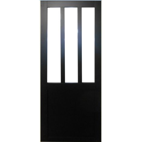 [jamais Utilise] Porte Coulissante Atelier Noir Vitrée H204 X L73 + Sérrure A Condamnation Gd Menuiseries
